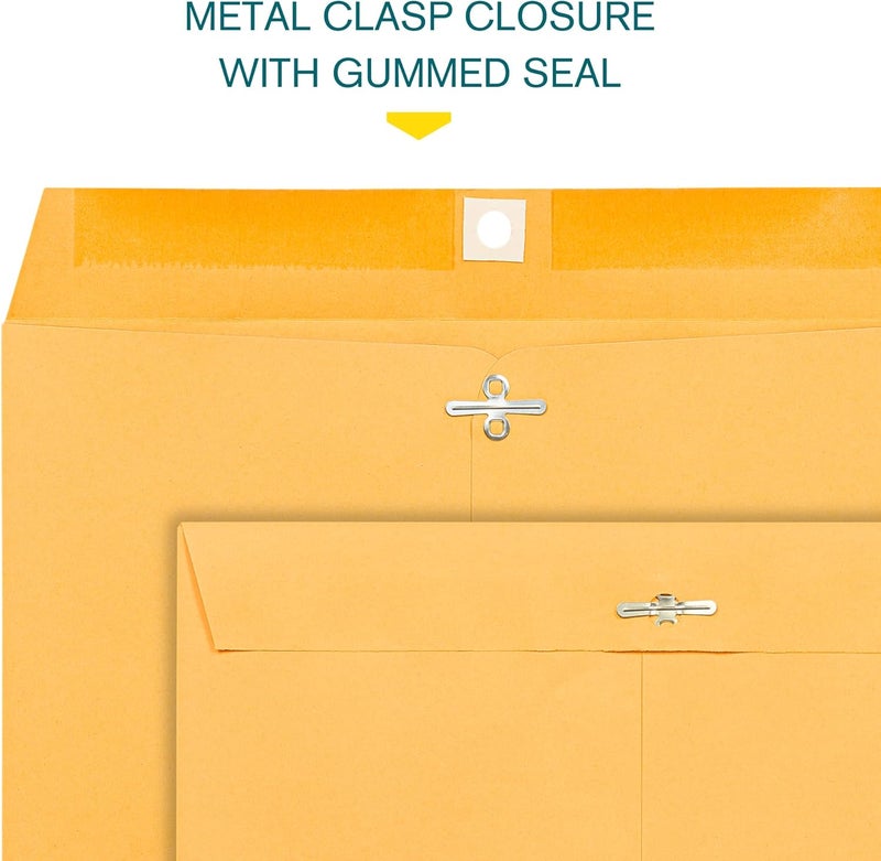 EnDoc 10 x 13 Clasp Envelopes – 10 Pack Brown Kraft Catalog Envelopes with Clasp Closure & Gummed Seal – 28lb Heavyweight Paper 10x13 inches Envelopes for Home, Office, Business, Legal or School - Image 4